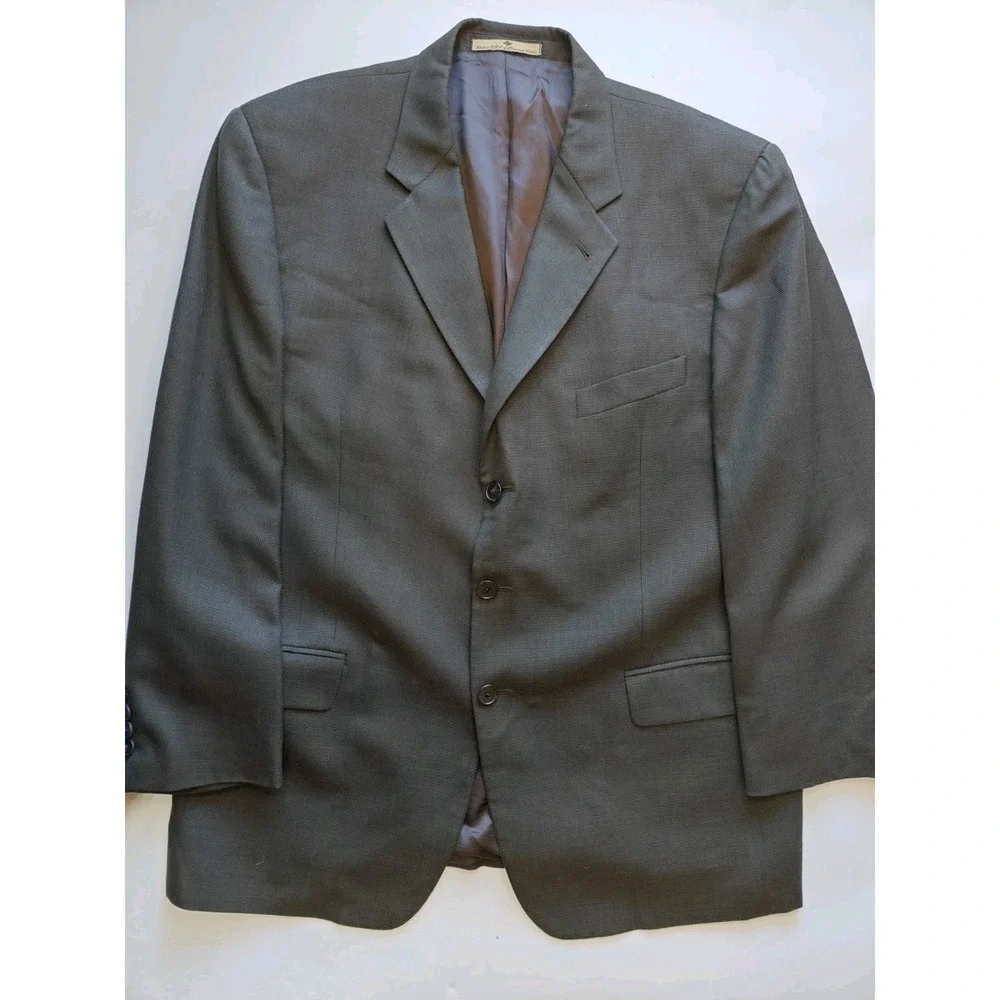 Joseph Abboud Mens Blazer Sports Coat 44R Dark Brown Made in USA 3 Button Q701
